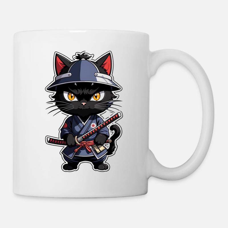 Ninja Cat - Samurai Kitten - Mug - white