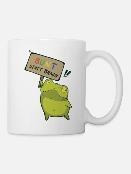 Bunt statt Braun Demo Frosch - Tasse - Weiß