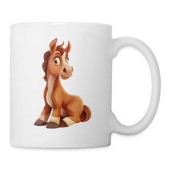 Ein lustiges sitzendes Pferdchen - Tasse - Weiß - Rechts