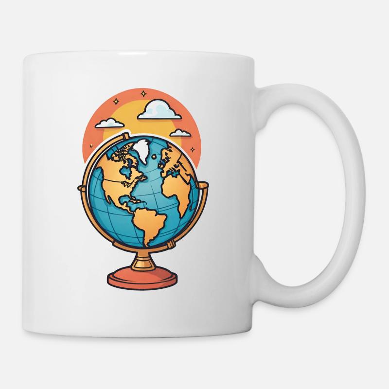 Stilisierter Globus - Tasse - Weiß