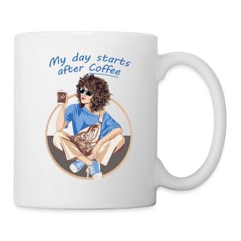 My day starts after coffee - Mug - white - Right