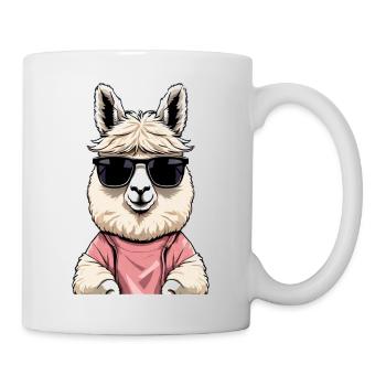 Cool alpaca with sunglasses - Mug - white - Right