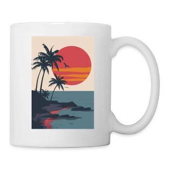 Strand bei Sonnenuntergang | AI - Tasse - Weiß - Rechts