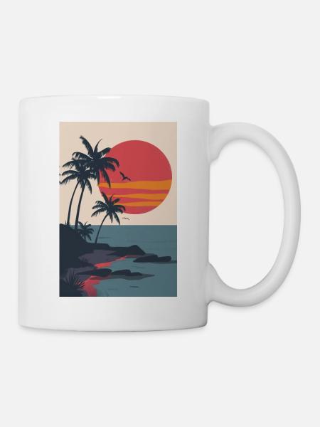 Beach at sunset | AI - Mug - white