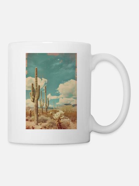 Cactus dans le désert | IA - Mug blanc - blanc
