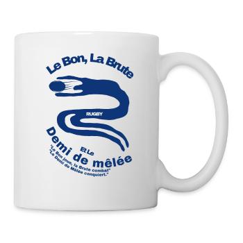 "Le Bon, La Brute, et Le Rugby: Demi de Mêlée - Mug blanc - blanc - Droite