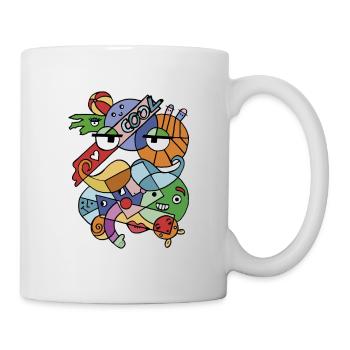 Abstrakte Frische von geometrischen Gesichtern und Schnurrbart - Tasse - Weiß - Rechts