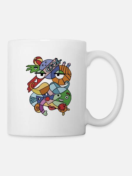 Abstract freshness of geometric faces and mustache - Mug - white