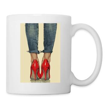 Jeans und rote High Heels | AI - Tasse - Weiß - Rechts