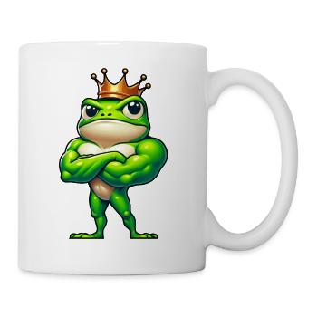 Ein Cooler Starker grüner Frosch mit Krone König - Tasse - Weiß - Rechts