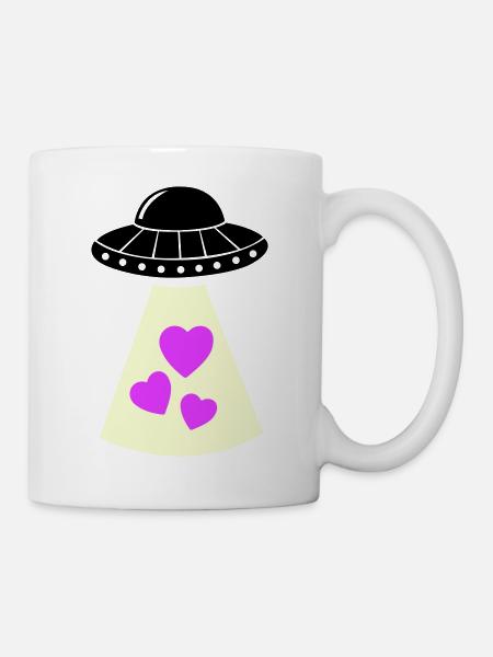 ufo herz - Tasse - Weiß