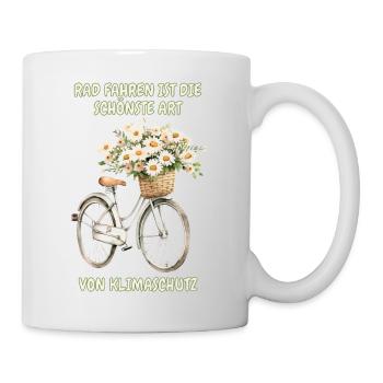 Rad fahren ist die schönste Art von Klimaschutz - Tasse - Weiß - Rechts