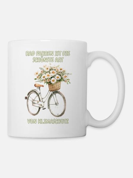 Rad fahren ist die schönste Art von Klimaschutz - Tasse - Weiß