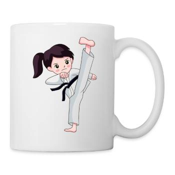 Karate Girl with black belt Martial Arts - Mug - white - Right