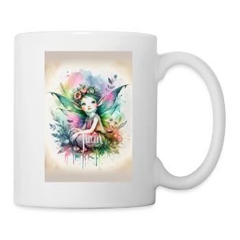 Leprechaun - Pixies - Flowers, Watercolor & Fairy - Mug - white - Right