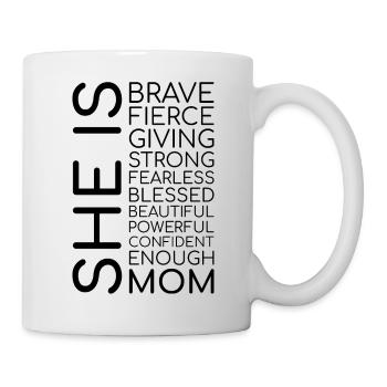 SIE ist Mama Vertikale Wörter - Tasse - Weiß - Rechts