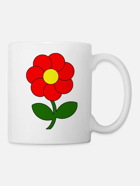 rote Blume - Tasse - Weiß