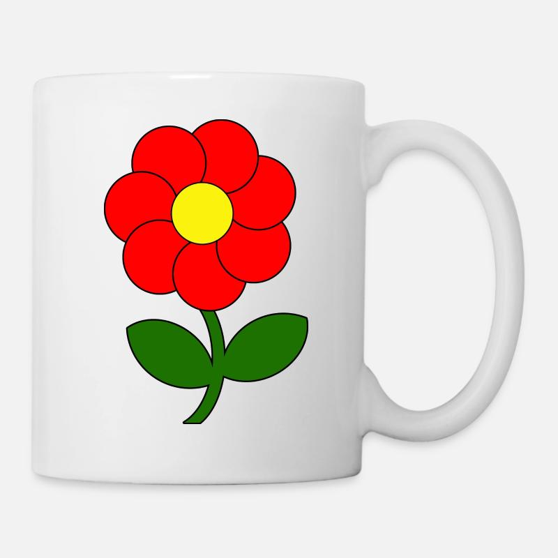 rote Blume - Tasse - Weiß