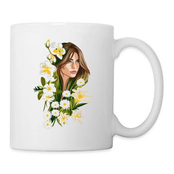 BELIA Illustration Femme aux fleurs blanches - Mug blanc - blanc - Droite