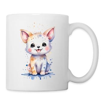 Kawaii Canine Charm: Watercolor Dog Painting - Mug - white - Right