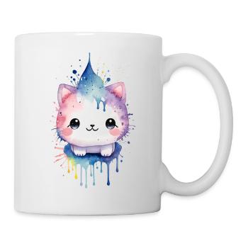 Adorable Kawaii Cat in watercolor - Mug - white - Right