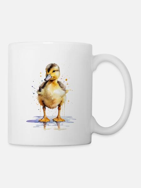 Aquarell-Niedlichkeit: Malen Sie ein verspieltes Entlein - Tasse - Weiß