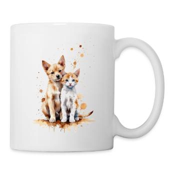 Watercolor Buddies: A Puppy and Kitten - Mug - white - Right