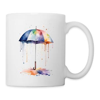 Parapluie aquarelle fleurit avec de la couleur - Mug blanc - blanc - Droite
