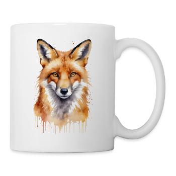 Foxy Charm: Ein Aquarell-Porträt - Tasse - Weiß - Rechts