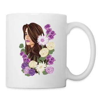 VIOLET Femme Illustration Fleurs Violettes Et Blanches - Mug blanc - blanc - Droite