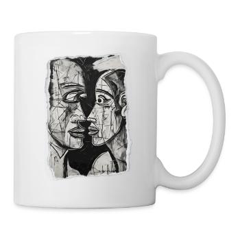 Abstract couple in black and white art - Mug - white - Right