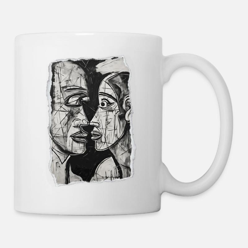 Couple abstrait dans l’art noir et blanc - Mug blanc - blanc