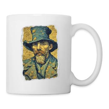 Vintage Sunflower Hat Portrait Art - Mug - white - Right
