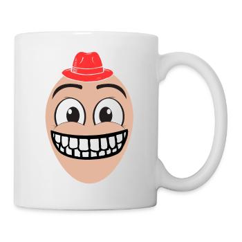 Ein glücklicher Mann mit rotem Hut - Tasse - Weiß - Rechts