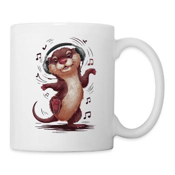 Otter Musik Kopfhörer - Tasse - Weiß - Rechts
