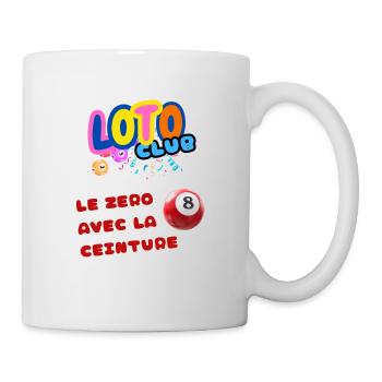 LOTO - BINGO - 8 - LE ZERO AVEC LA CEINTURE - Mug blanc - blanc - Droite