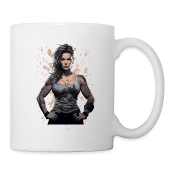 Fitness Frau Muskeln Bodybuilderin - Tasse - Weiß - Rechts
