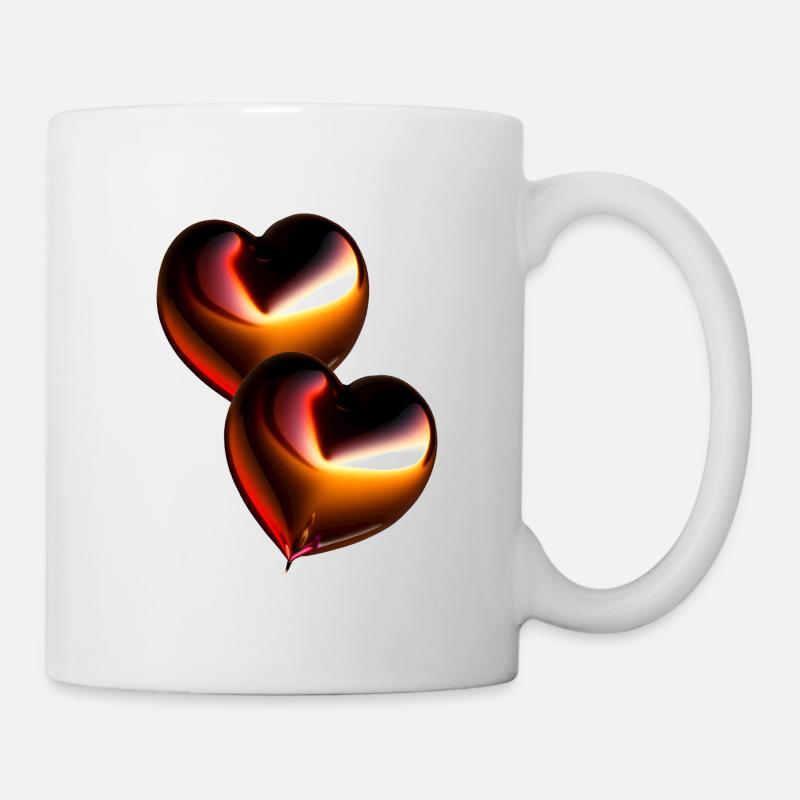 two chocolate colored hearts - Mug - white