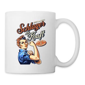 Schlager gibt Kraft - Retro-Design für Schlagerfan - Tasse - Weiß - Rechts