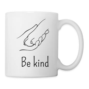 Be Kind Menschliche Hand und Pfote Line Art Design - Tasse - Weiß - Rechts
