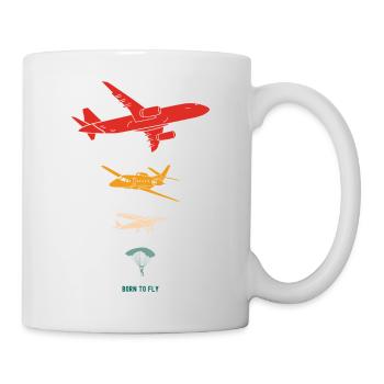 Oh Chute ! Parachutiste et silhouette d’avion - Mug blanc - blanc - Droite