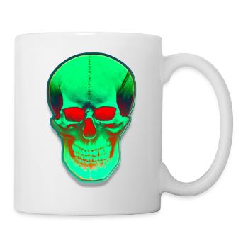 Tête verte avec les yeux rouges - Mug blanc - blanc - Droite