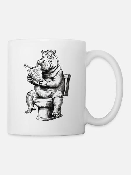 Gemütliches Lesen auf der Toilette - Tasse - Weiß