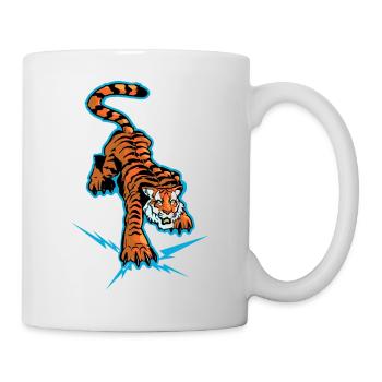 Tiger und Blitz unter den Pfoten - Tasse - Weiß - Rechts