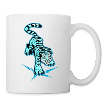 Tigre et éclais sous les pattes (version bleue) - Mug blanc - blanc - Droite