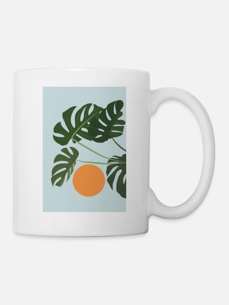 Monstera Sonnenuntergang - Tasse - Weiß