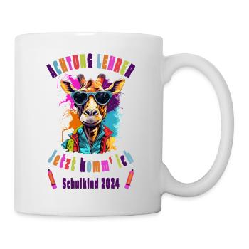 Schulkind 2024 - Achtung Lehrer! - Coole Giraffe - Tasse - Weiß - Rechts