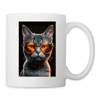 Chat avec des lunettes de soleil élégantes - Mug blanc - blanc - Droite
