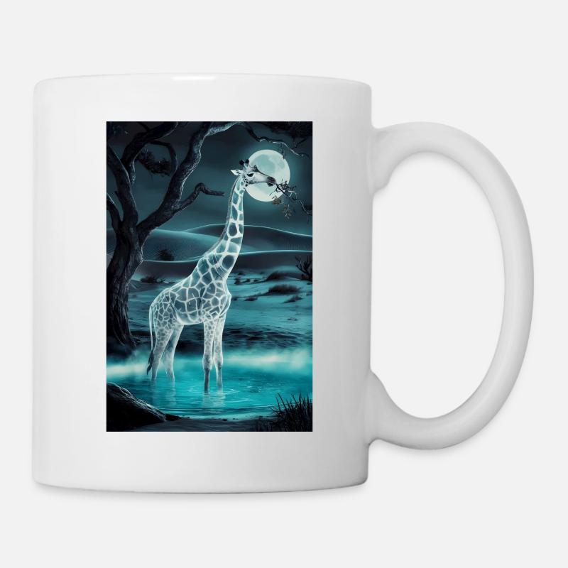 Giraffe im Mondschein - Tasse - Weiß