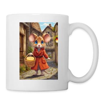 Maus mit ihrem Käse - Tasse - Weiß - Rechts